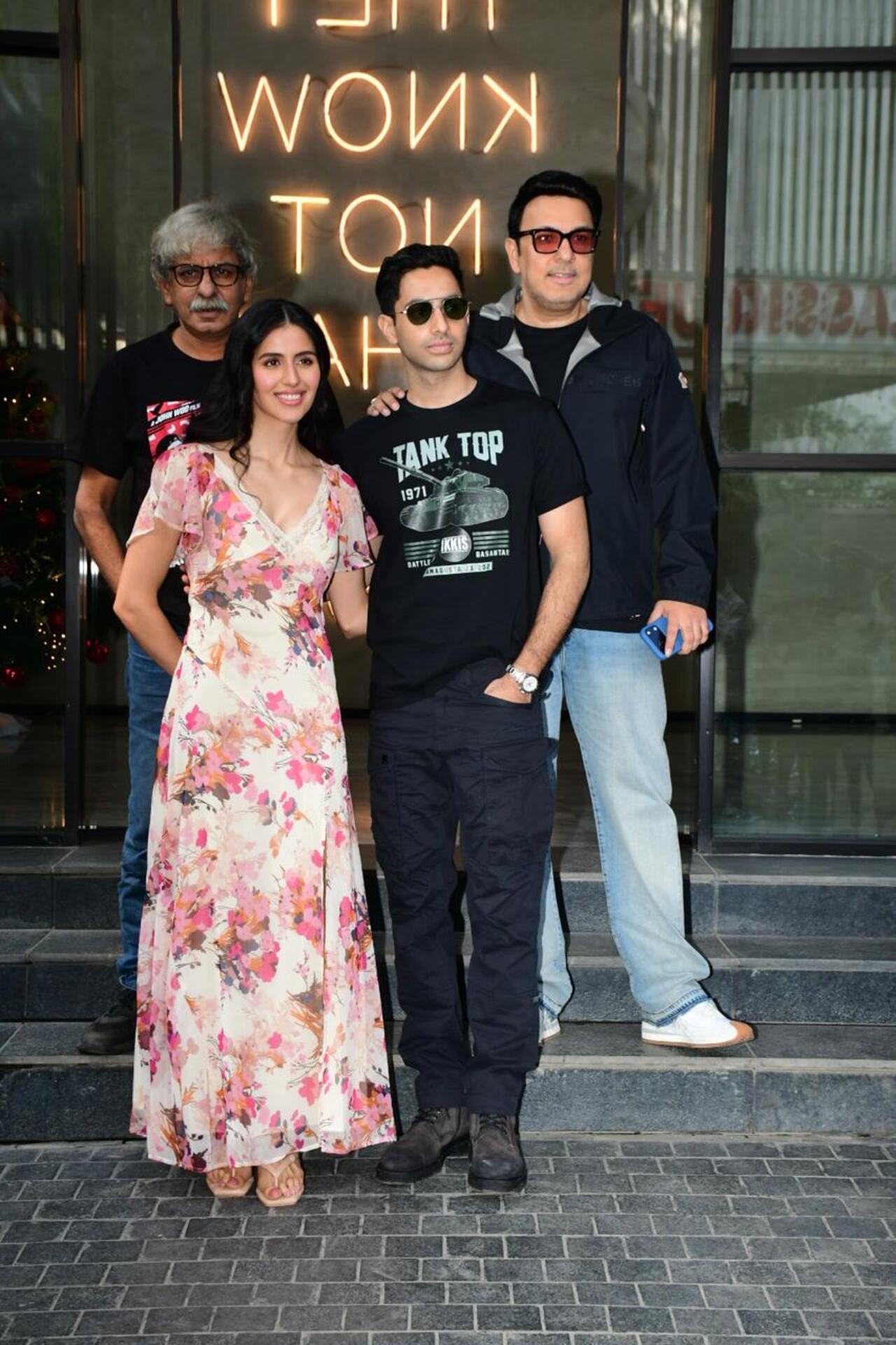 The team of Ikkis including the lead actors Agastya Nanda and Simar Bhatia, along with director Sriram Raghavan and producer Dinesh Vijan were spotted at Excel Entertainment office.